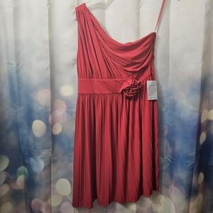 BCBG Max Azria Max & Cleo Bold Crimson One-Shoulder Pleated Dress 14W